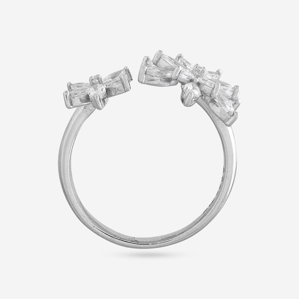 White Rodium Plated - Office Wear Silver Finger Ring - 465877 : 465877
