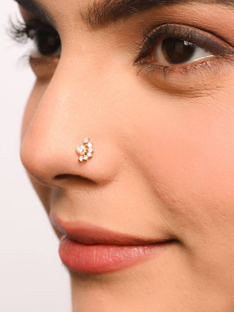 Mini Crown Cz Nose Pin : EXNP4165