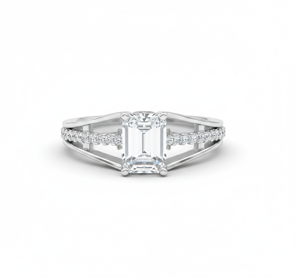 925 Sterling Silver Emerald Cut Ring | Best Austrian Cz | Adjustable | Skin Friendly : R124S