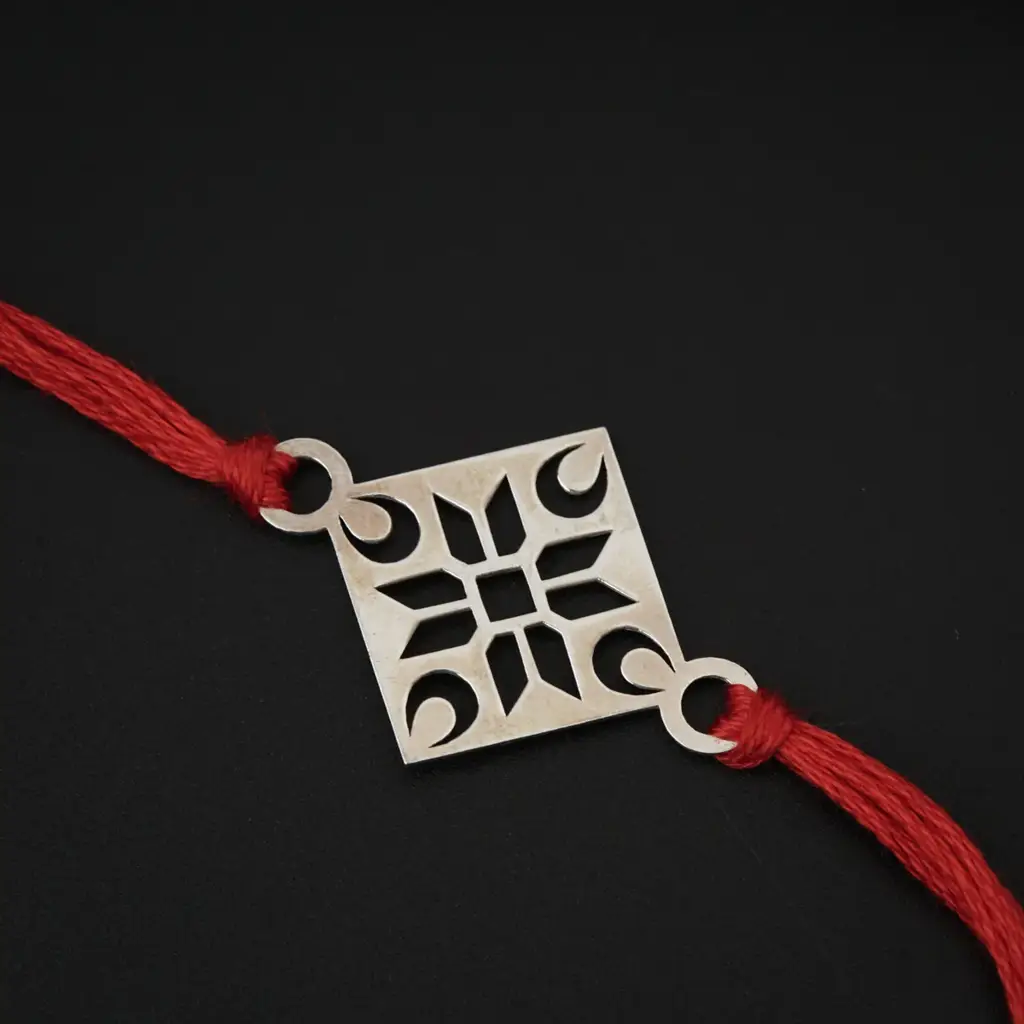 Silver Laser Cut Rakhi : 18841751