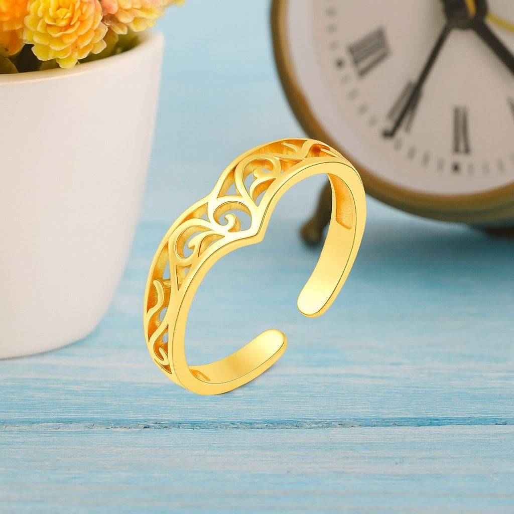 Adjustable Filigree Toe Ring - Sterling Silver : TR-0008_YG