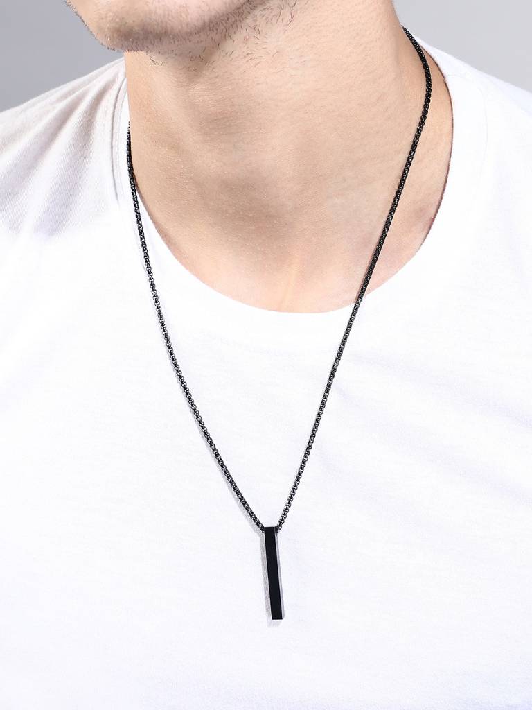 Men'S The Monolith Pendant Necklace - Onyx Black : FAPD1282