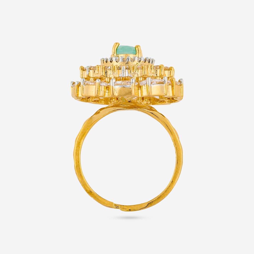 Rhodium-Gold - Plated Party Wear Zircon Finger Ring - 458702 : 458704