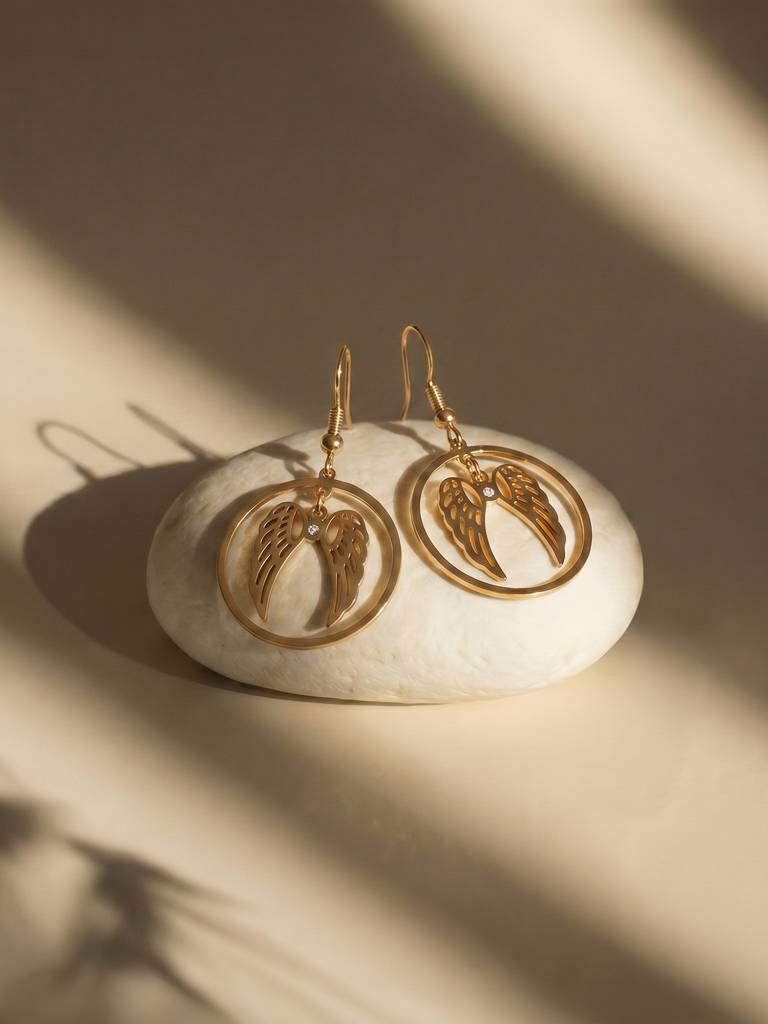 Halo Orbit Wing Accent Drop Earrings For Women - Waterproof & Anti-Tarnish : ER0482