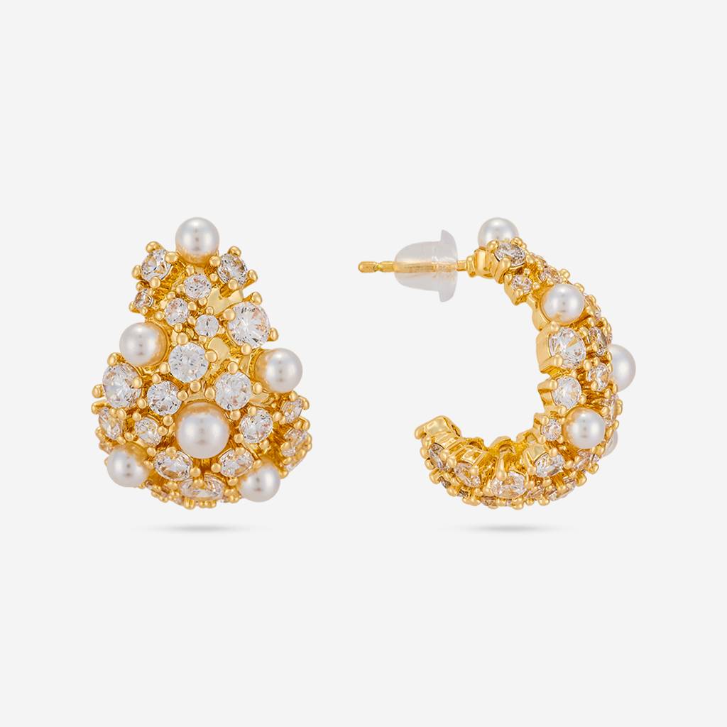 Pearl Gold - Plated Casual Wear Trendy Zircon Earring - 464585 : 464585
