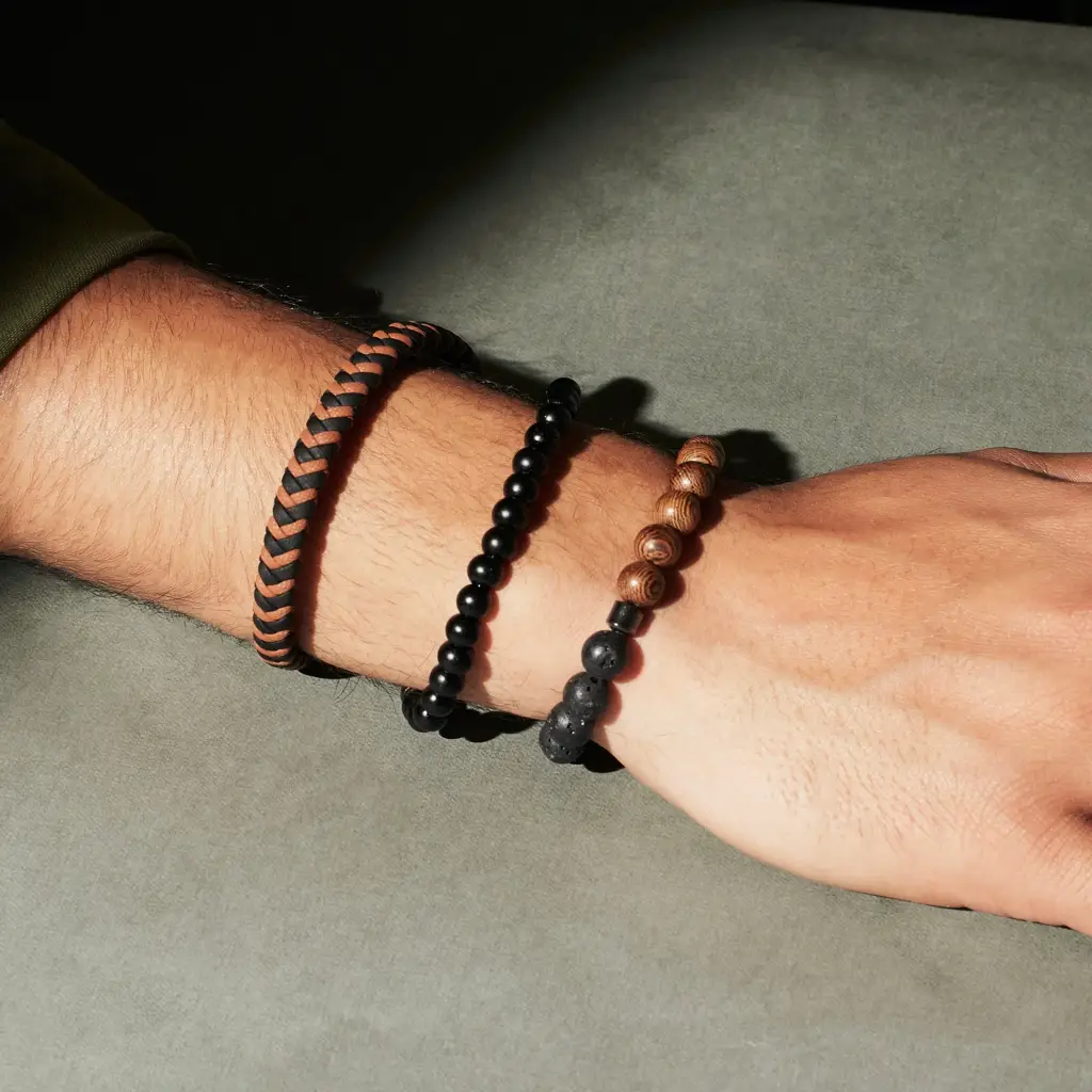 Set Of 3 Jacinth Protective Beaded Bracelets : MB3C0901