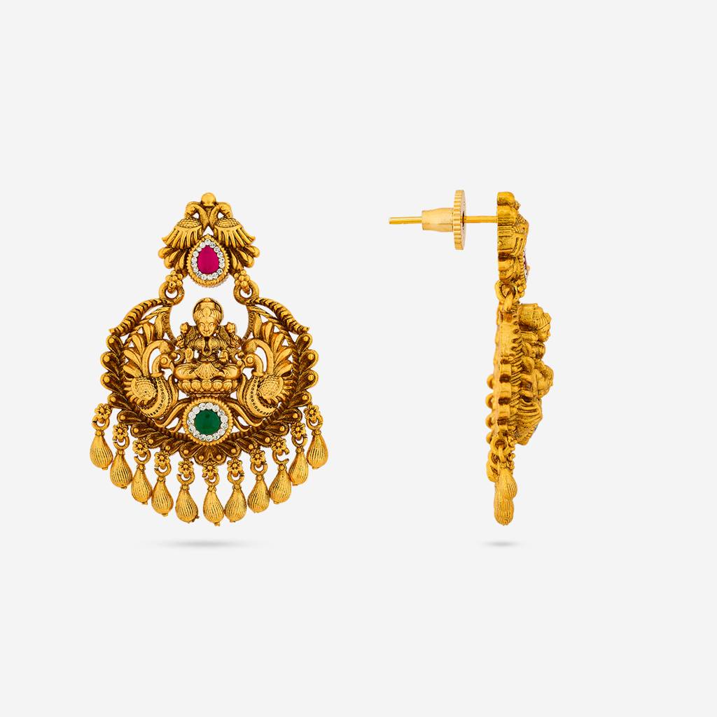 Ruby-Green Gold - Plated Festive Antique Earring - 449597 : 449597