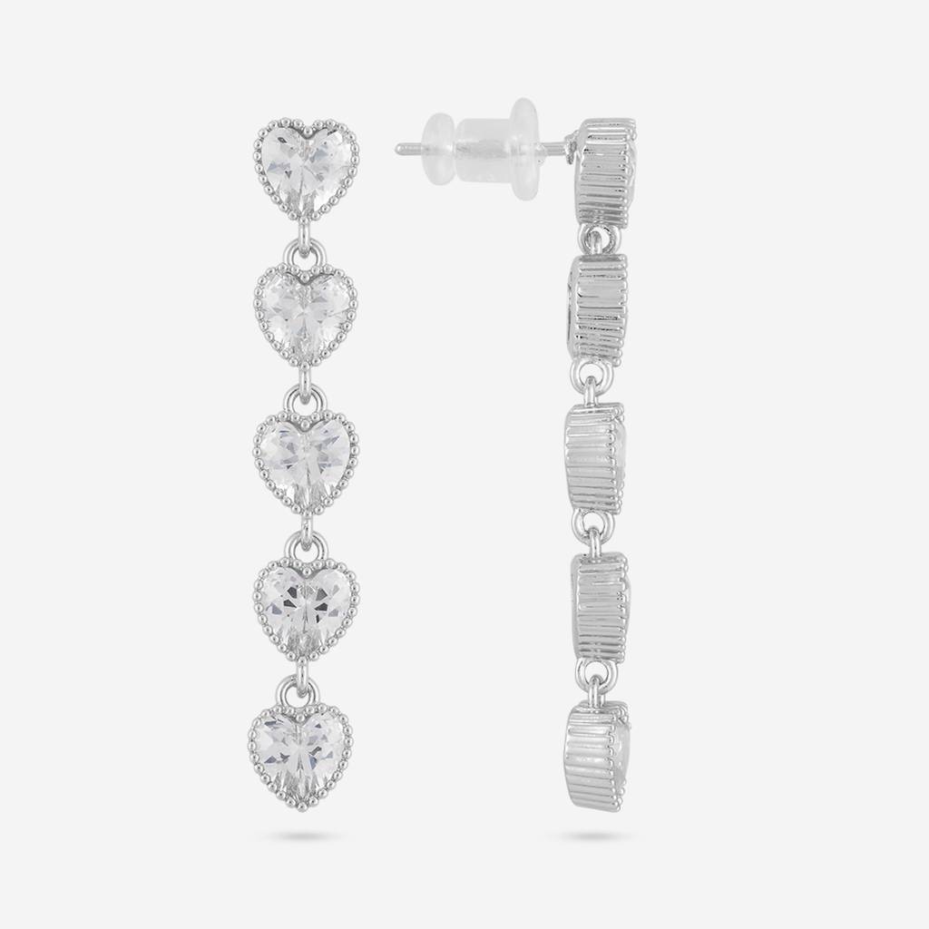 White - Plated Casual Wear Trendy Zircon Earring - 466899 : 466900