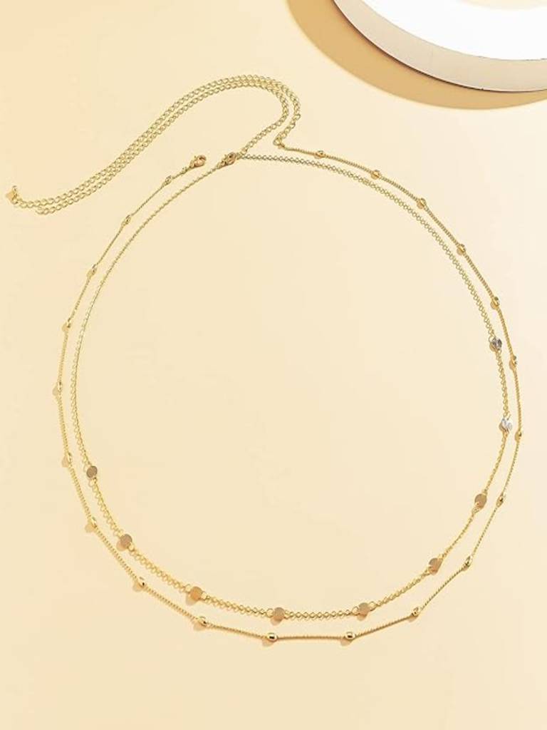Set Of 2 Gold-Toned Dual Strand Waist Chain, Hip Chain For Saree And Skirts : ASX1221WC047G