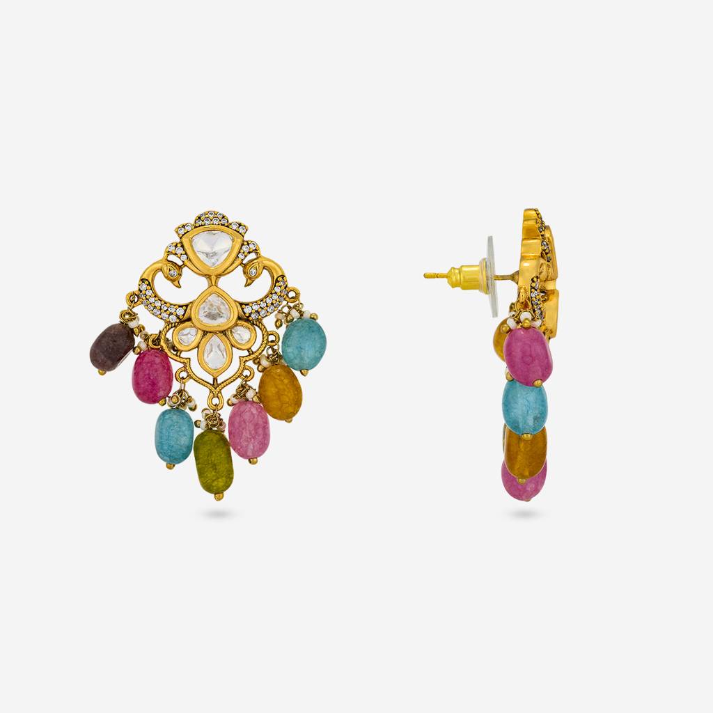 Multi Victorian - Plated Bridesmaid Kundan Earring - 467996 : 467996