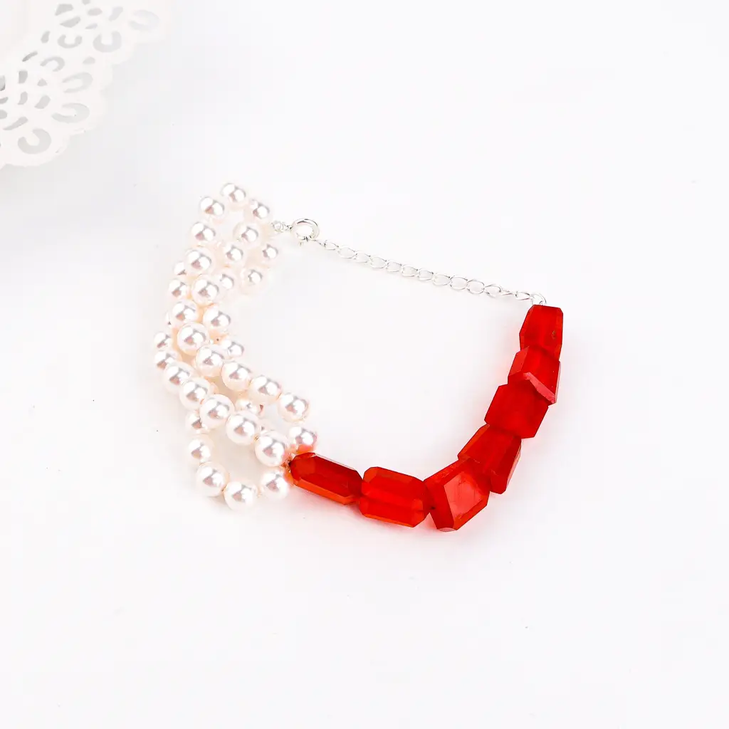 Carnelian & Fresh Water Pearl Bracelet : 50191767