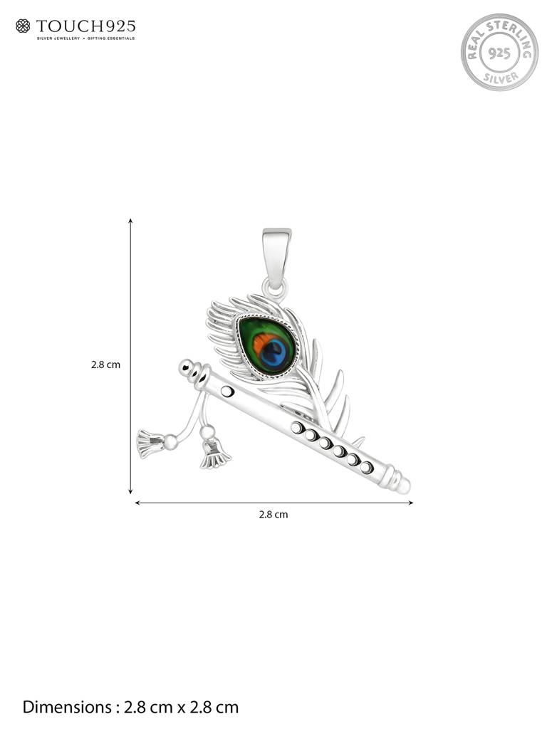Touch925 Pure 925 Silver Krishna Bansuri Pendant : BDGL103