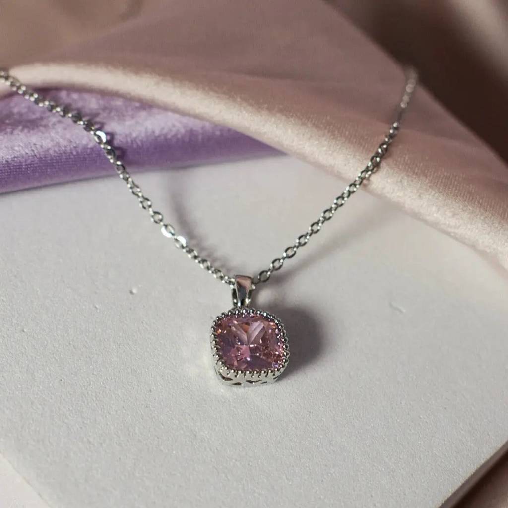 Pink Silver Soul Jewellery Set : NRC-055-S-WHT-PNK-1