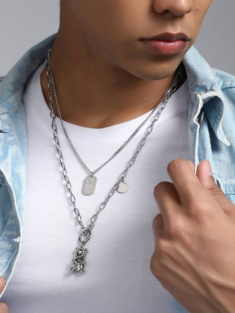 Men'S The Dollar Teddy Pendant Necklace - Metallic Silver : FAPD1207