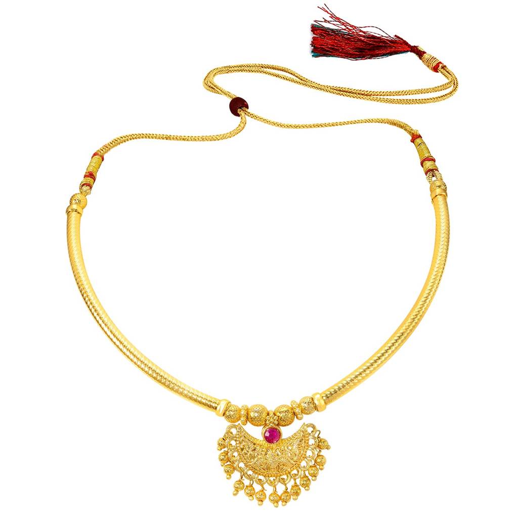 Gold Plated Rani Pink Crystal Studded Pendant Necklace For Women | Festive & Bridal Jewellery, Anniversary Birthda : PF04N25RP