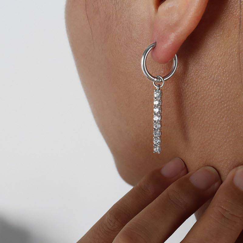 Ira Crystal Line Hoops - Gold | 18K Gold Plated | Waterproof, Hypoallergenic & Anti-Tarnish : DSVDYJ05250070