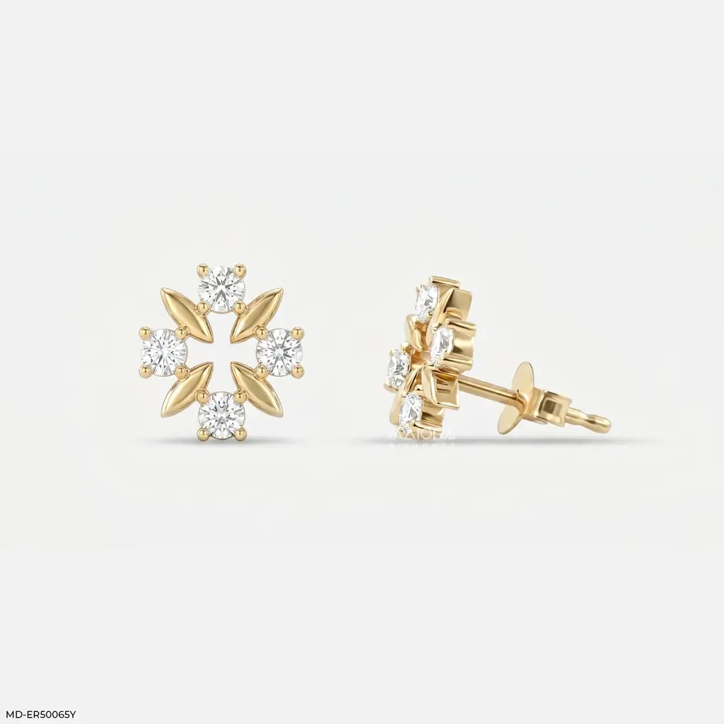 Stellar Open Heart 18K Yellow Gold-Plated 925 Silver Lab Diamond Studs : MD-ER50065Y