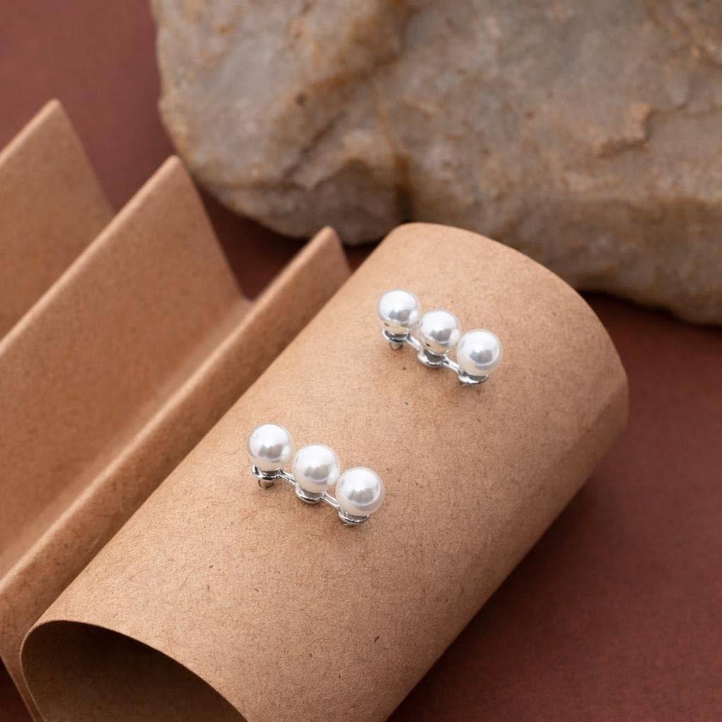 925 Silver Multi Pearl Drop Stud Earrings Dainty : SE_000922