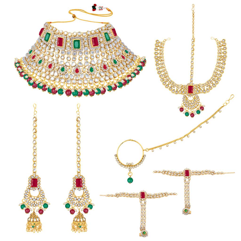 Peora Jodha Akbar Style Choker Necklace Bridal Jewellery Set Gift For Women : PF36BRC02RG