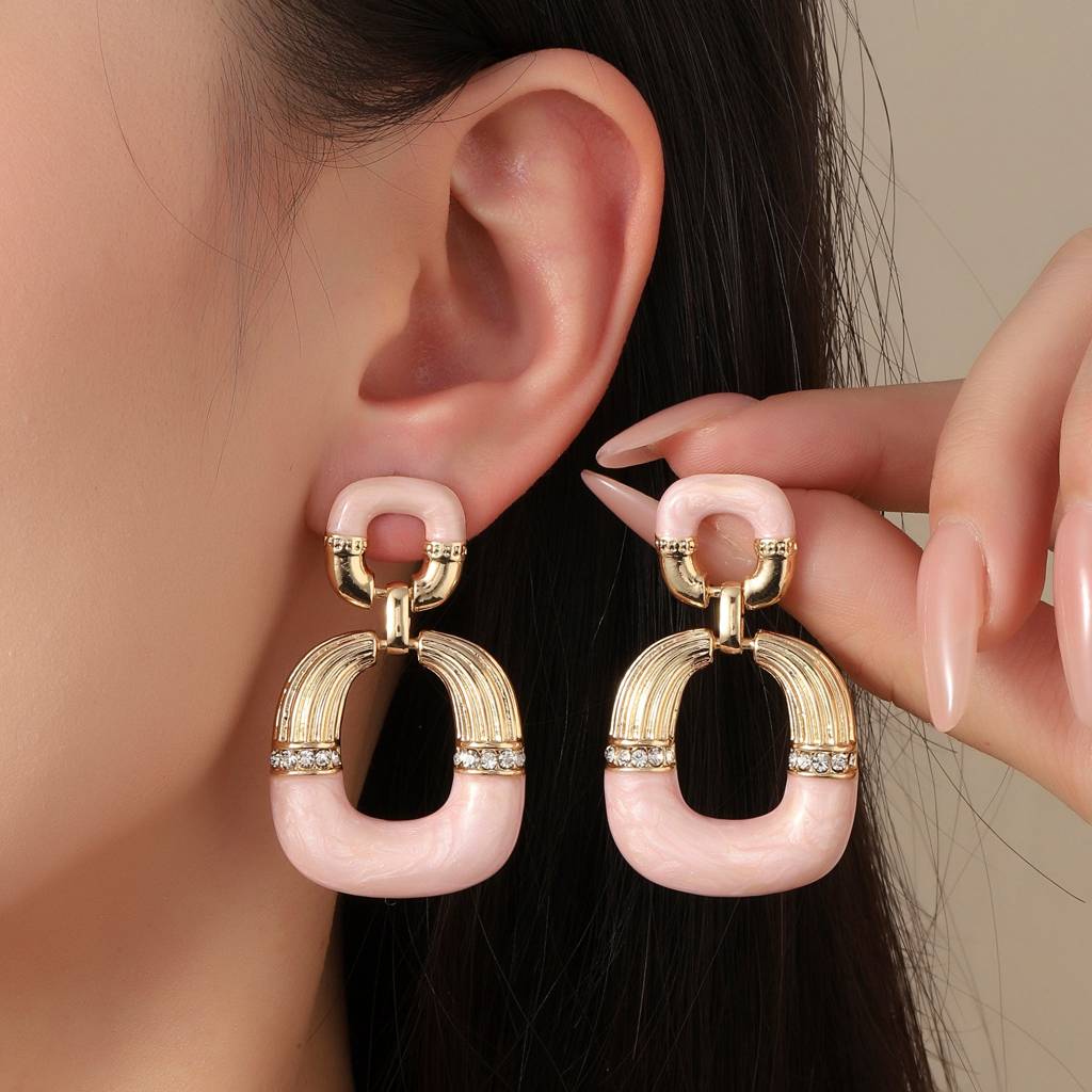 Mauve Luxury Gold Earring : ES13405-G-PNK