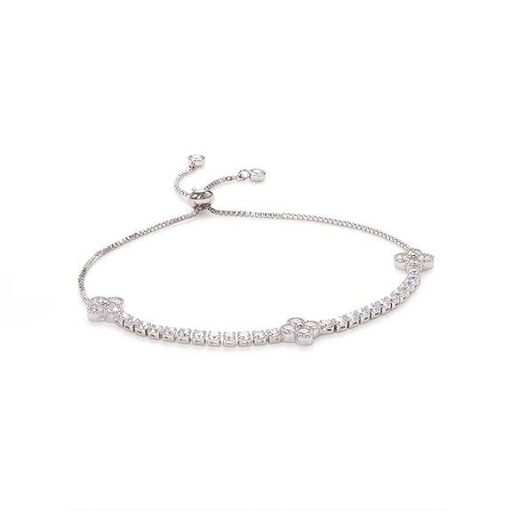 Silver Plated Stylish Bracelet For Women Crystal Studded Casual & Festive Wear Jewellery Gift For Her : PX9B254W