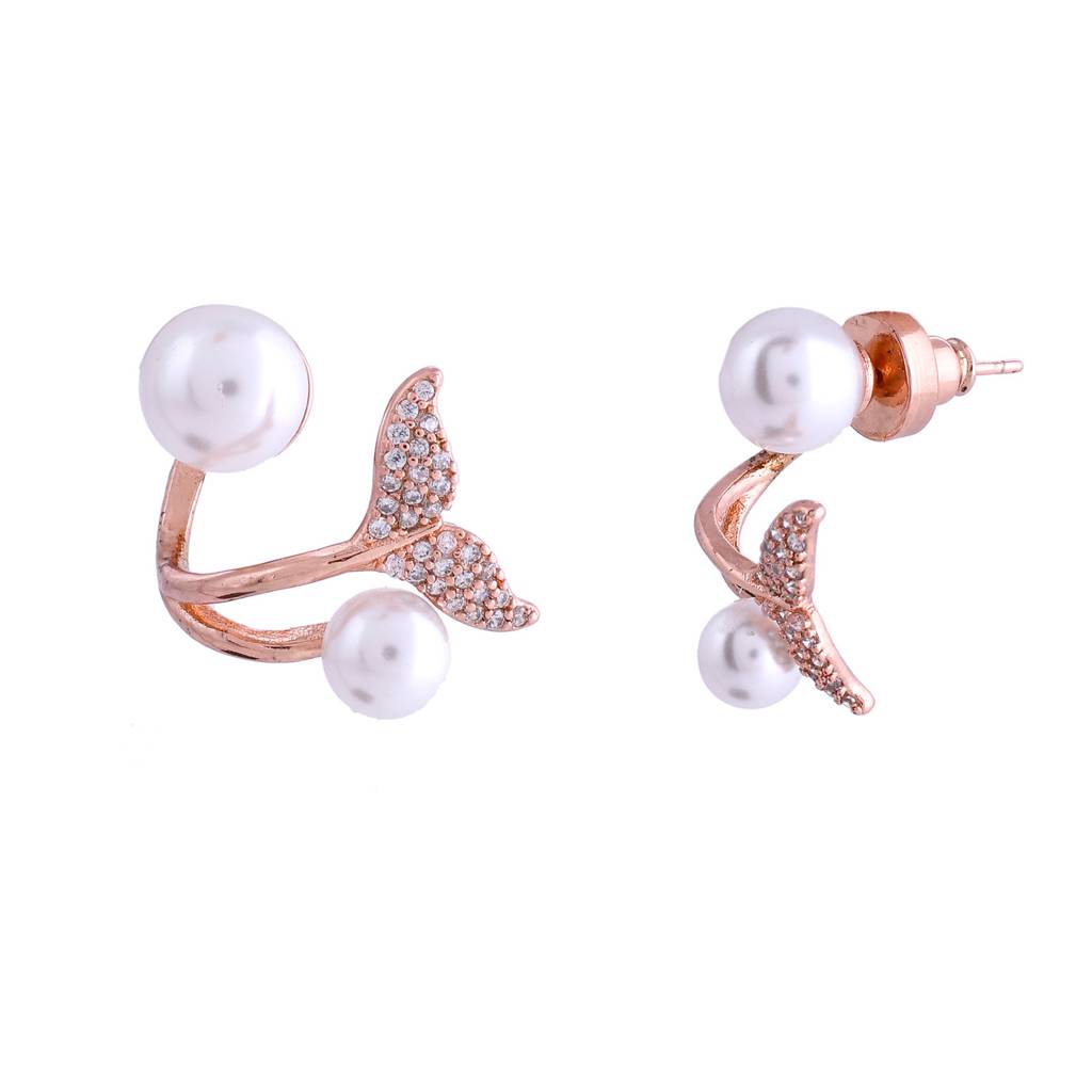 Sparkling Elegance Blooming Pearl Stud Earrings : 8905124552812