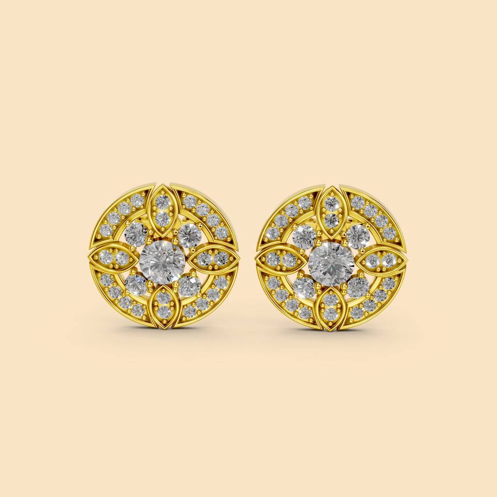 22K Gold Vermeil |Sundew Earrings | Pure Silver With The Thickest Gold Layer : TSER-SUN-22K-70066