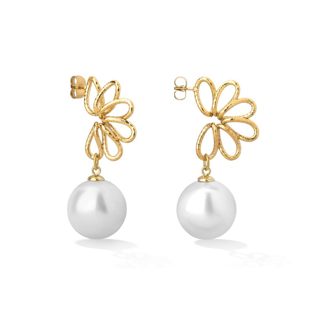 Petal Knot Pearl Drop Earring For Women - Waterproof & Anti-Tarnish : ER0357
