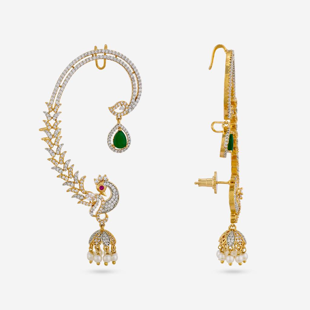Ruby-Green Rhodium-Gold - Plated Bridesmaid Zircon Earring - 469733 : 469733