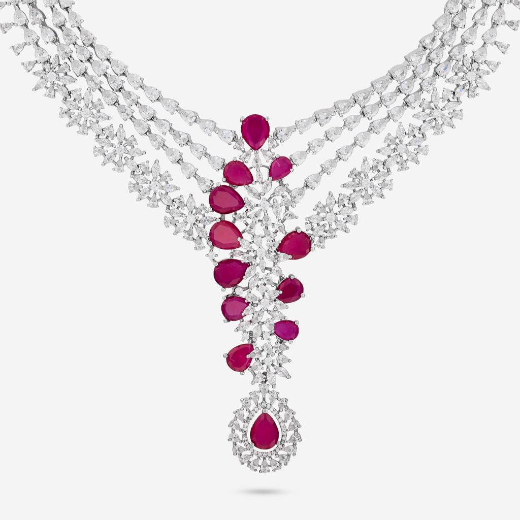 Party Wear Zircon Necklace - 462946 : 462945