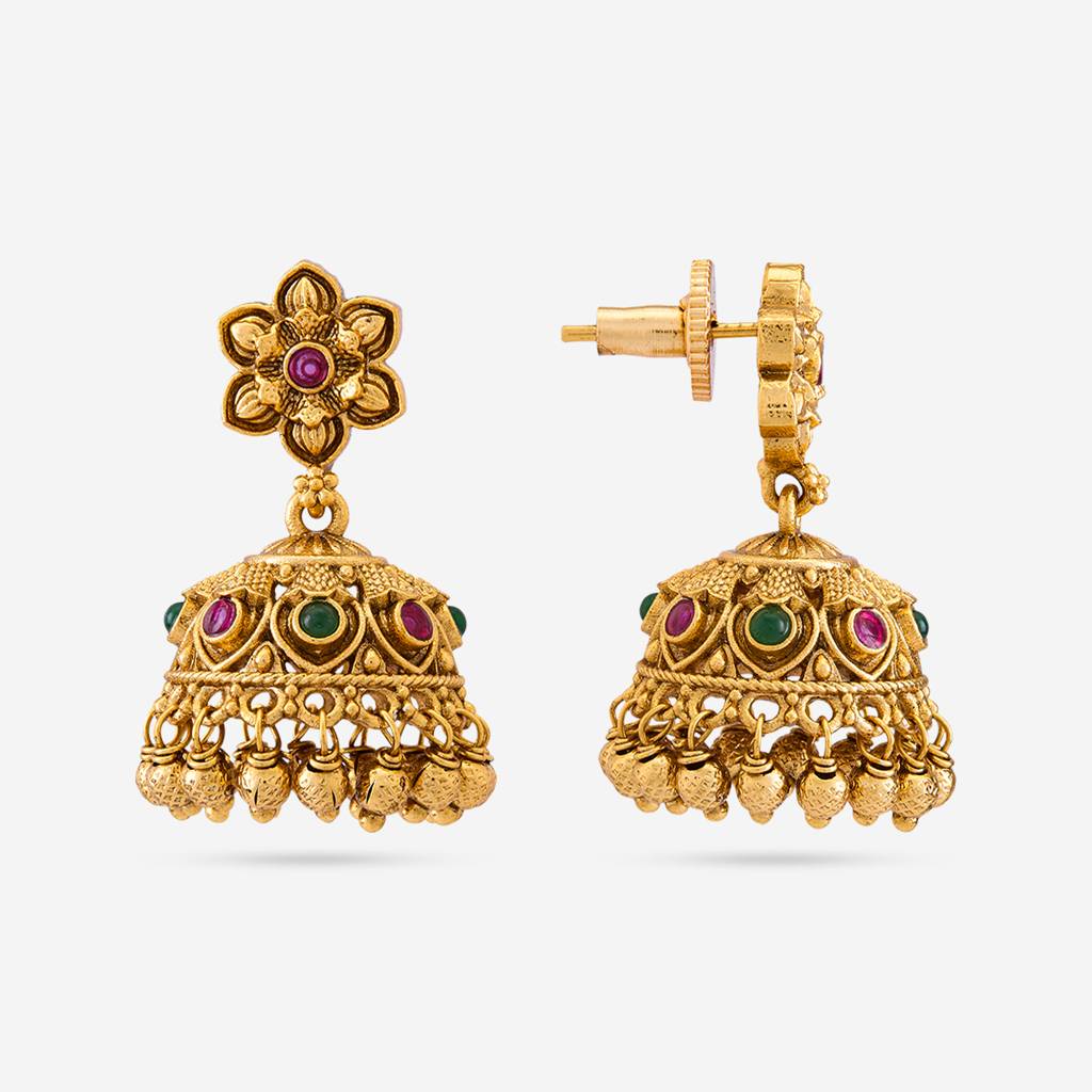 Ruby-Green Gold - Plated Festive Antique Earring - 460584 : 460584