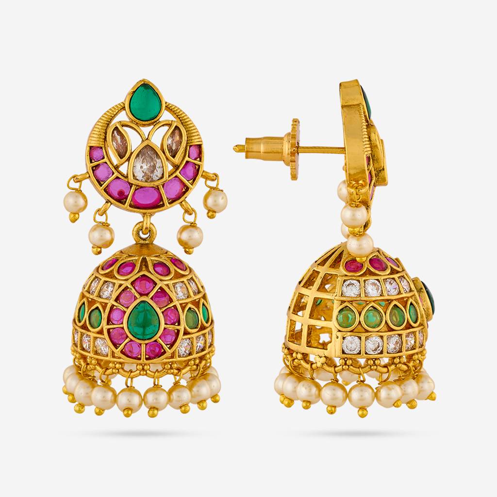 Ruby-Green Gold - Plated Festive Antique Earring - 454917 : 454917