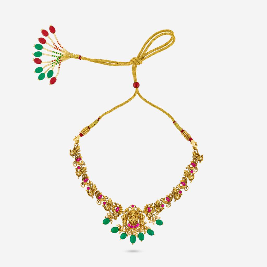 Ruby-Green Gold - Plated Bridesmaid Temple Necklace - 452097 : 452097
