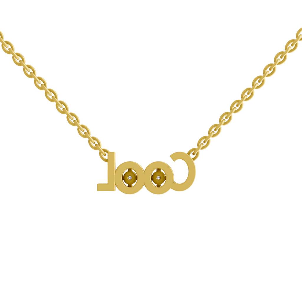 Lab Grown Diamond 0.07Ct 925 Sterling Silver Gold Plated Lightning Cool Necklace : SQN19741-NK-925S-007CT