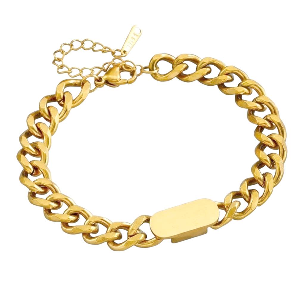 Gold Plated Stainless Steel Link Chain Openable Bracelet Jewellery For Men & Boys : PX9B211G