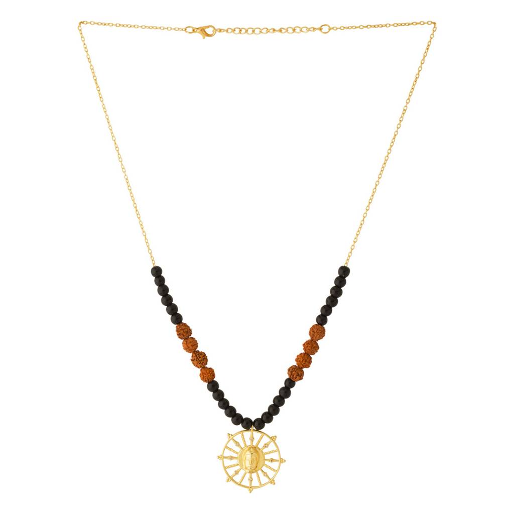 Lord Buddha Pendant With Divine Chakra Design & Rudraksha Chain : 8907617365237