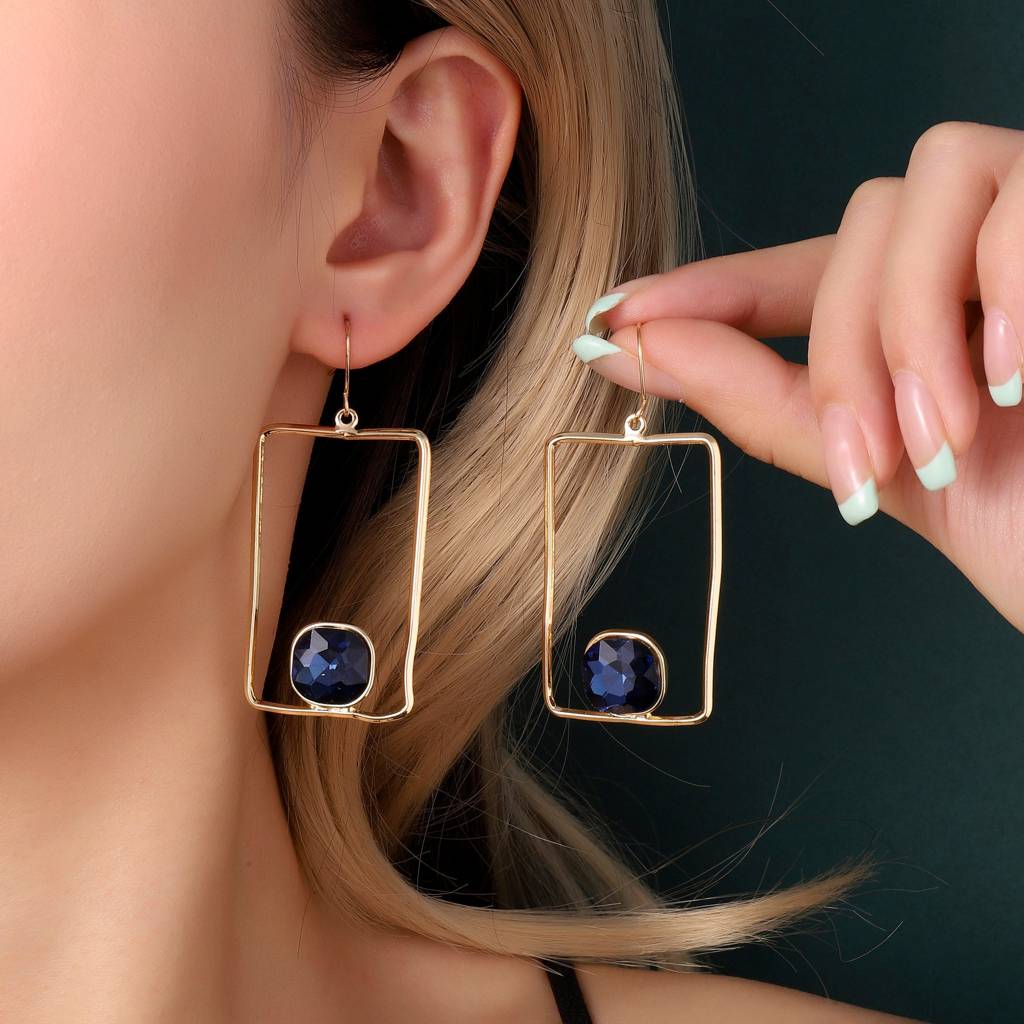 Chuffed Sapphire Gold Earring : ES13484-G-BLU