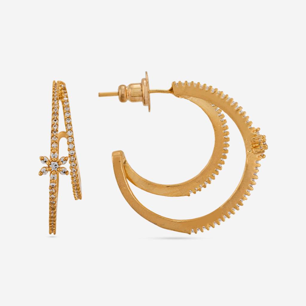 White Gold - Plated Party Wear Zircon Earring - 467255 : 467255