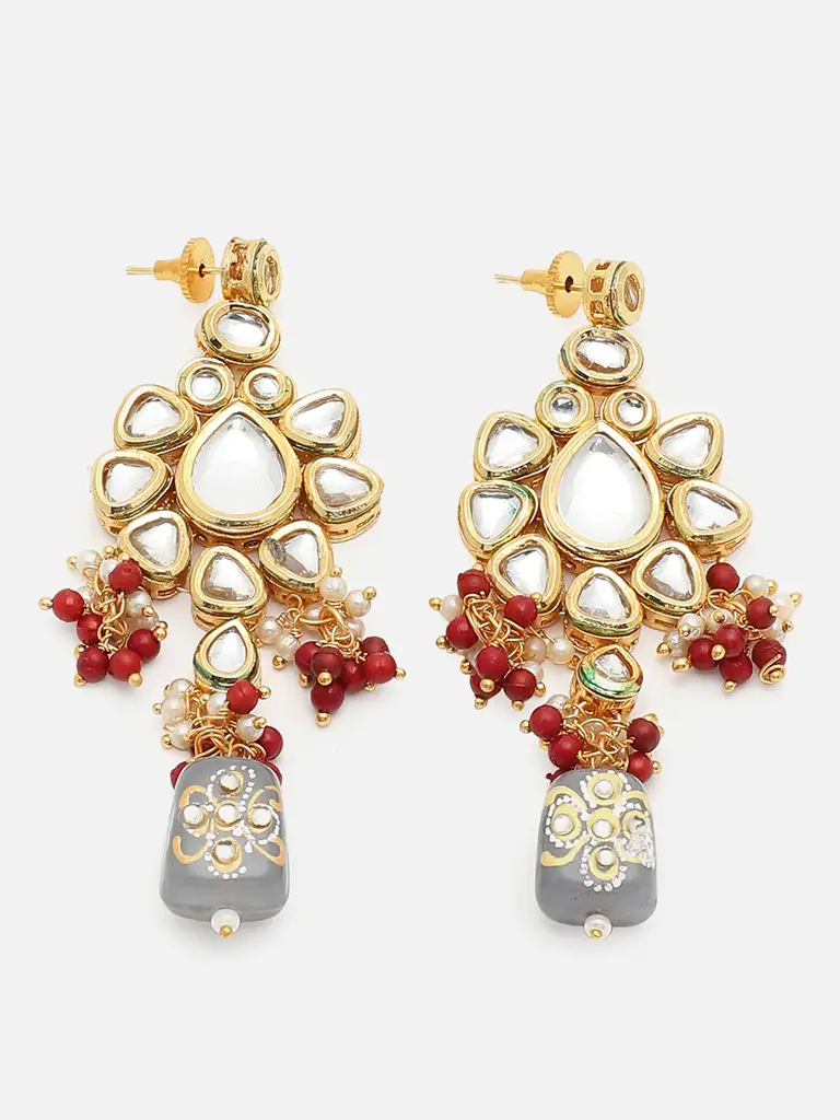 Kinsley-Gold Plated Designer Stone Necklace And Earring Set : SOHNCK2163