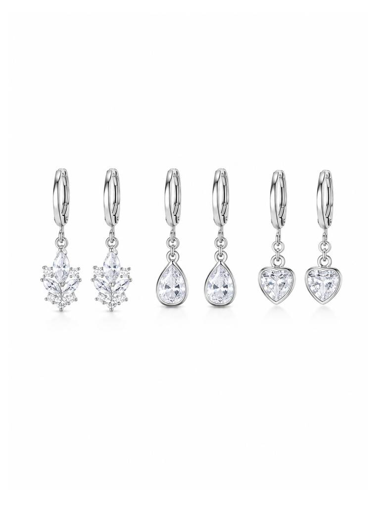 Snowfall Sparkle Earrings (Set Of 3) : Z-ZS-ER-303