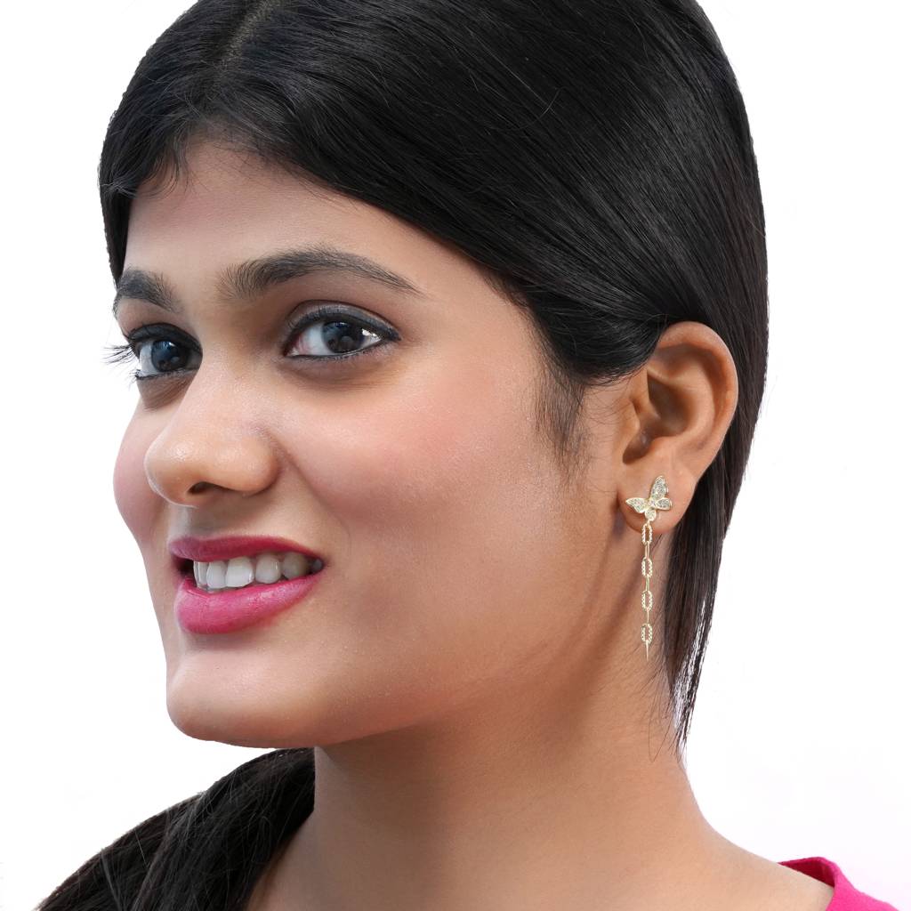 925 Sterling Silver Butterfly Earrings : TRERDJ0046Gold