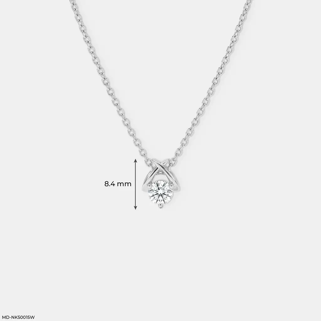 Intertwined V-Bail Lab-Grown Diamond Solitaire Pendant Necklace : MD-NK500015W