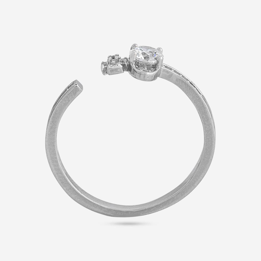 White - Plated Office Wear Silver Finger Ring - 453231 : 453232