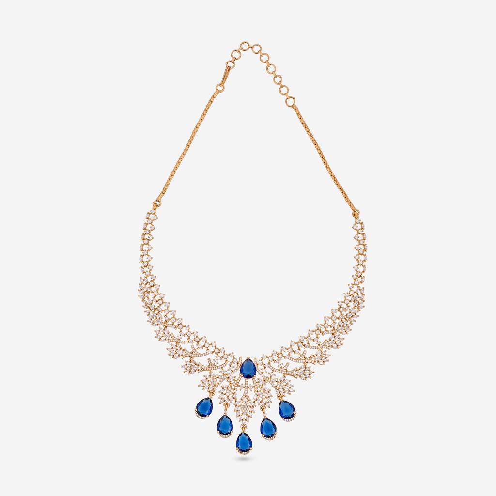 Gold-Rose - Plated Party Wear Zircon Necklace - 469931 : 469931