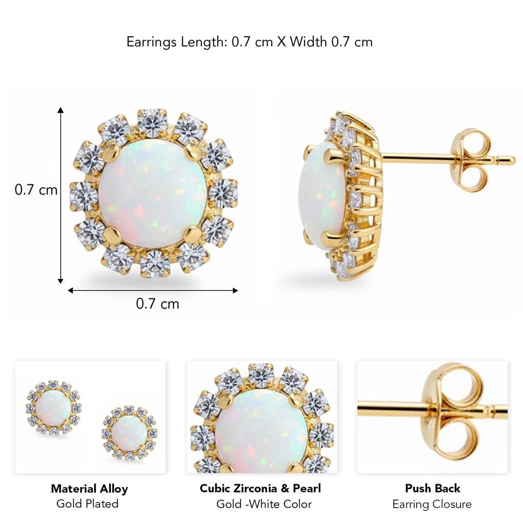 Gold Plated Cubic Zirconia Studded Fancy Stud Earrings Jewellery For Women & Girls : PX9E3075GW