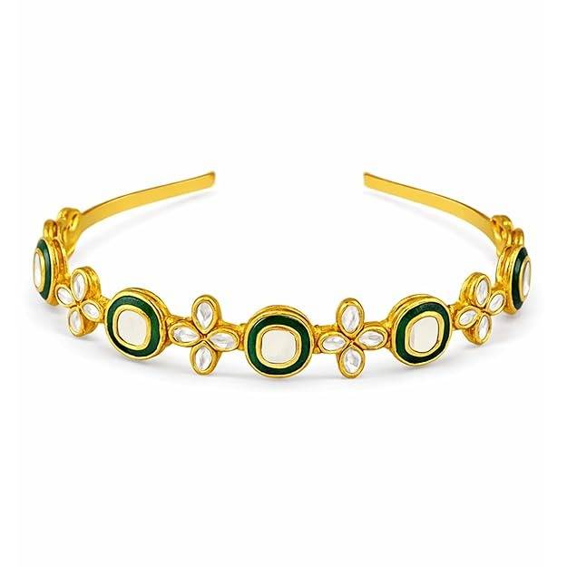 Gold Kundan Green Stone Hairband : OSSP-2252-IGGNHAIRBAND