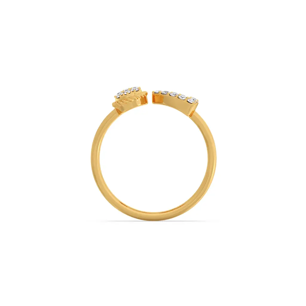 The Triangle And Oval Open Diamond Ring : LJ-R00869-09YGLGD-10