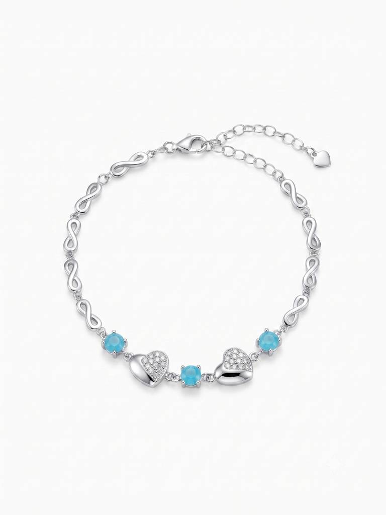 925 Silver Aquelle Infinity Heart Bracelet For Women : BR-84