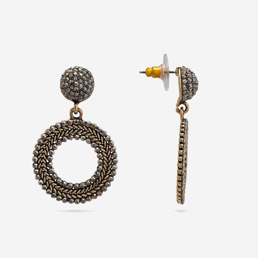 Grey Oxidised - Plated Casual Wear Trendy Earring - 450667 : 450668