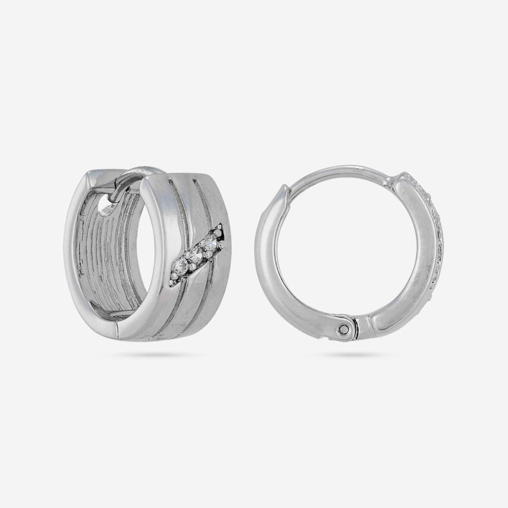 White Rhodium - Plated Casual Wear Trendy Zircon Earring - 460474 : 460474